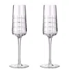 Christofle Set Of 2 Graphik Crystal Champagne Flutes (170ml) In Silver