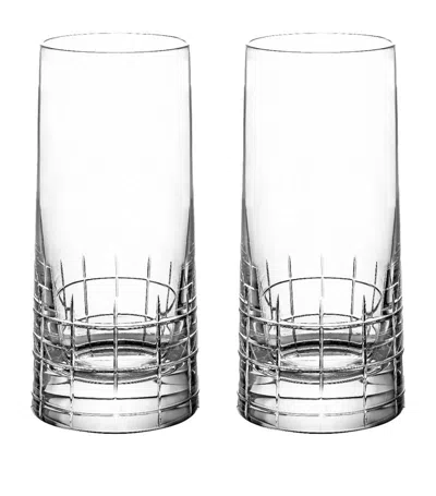 Christofle Set Of 2 Graphik Crystal Highball Glasses (270ml) In Silver