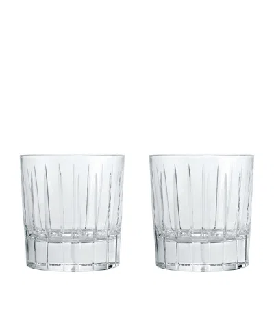 Christofle Set Of 2 Iriana Crystal Double Old Fashioned Glasses In Silver