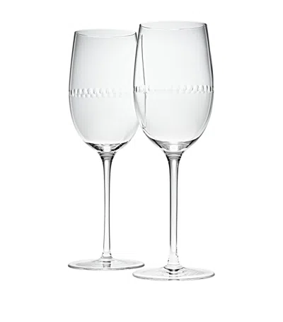 Christofle Set Of 2 Perles White Wine Glasses In Transparent