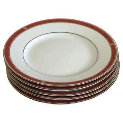 Pre-owned Christofle Set Of 5  Oceana Rouge Bread Plates In Gray