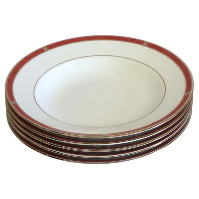 Pre-owned Christofle Set Of 5  Oceana Rouge Soup Plates In Gray