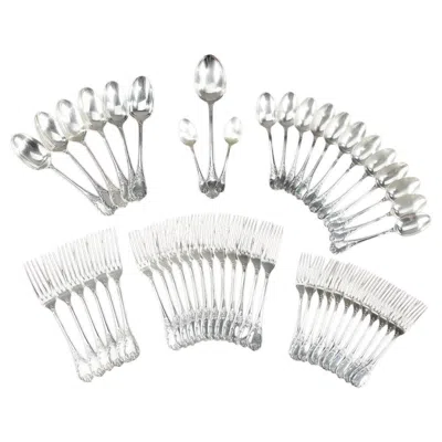 Pre-owned Christofle , Set Of 51 Louis Xv Style Silver Plated Flatware