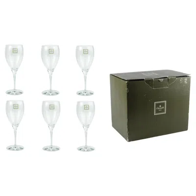Pre-owned Christofle Set Of Six 1990s 'iriana' Blown Crystal White Wine Glasses By , France