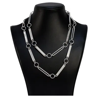Pre-owned Christofle Signed Modern  38" Sterling Silver Rope Length Link Necklace In Multi