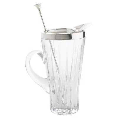 Pre-owned Christofle Silver Plate And Crystal Barware Cocktail Martini Pitcher With Stirrer Spoon
