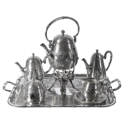 Pre-owned Christofle Silver Plate Tea And Coffee Set, Bamboo Model By , France, Circa 1890