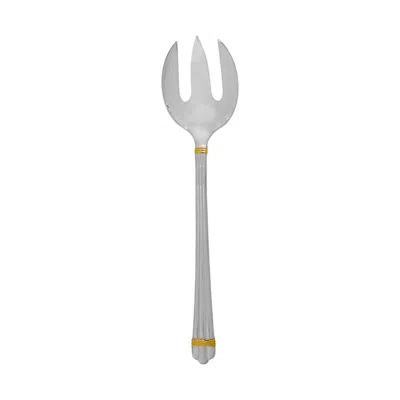 Christofle Silver Plated Aria Gold Salad Serving Fork 1022-083 In Gold / Silver