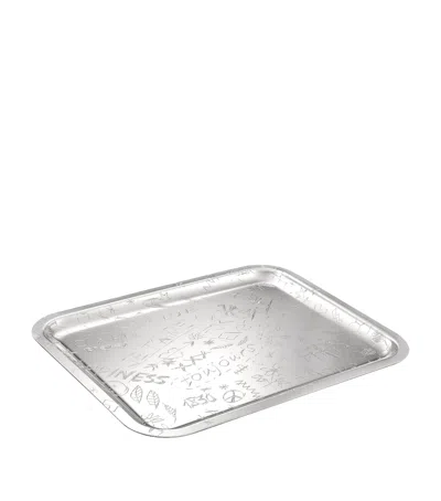 Christofle Silver-plated Graffiti Tray In Gray