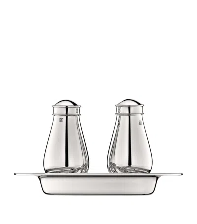 Christofle Silver-plated Jardin D'eden Salt And Pepper Shakers With Tray