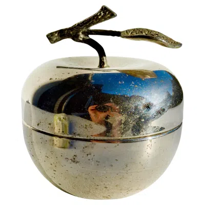 Pre-owned Christofle Silver-plated Apple-shaped Box With Superb Patina, France, Circa 1970