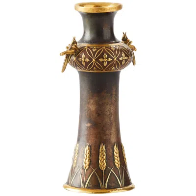 Pre-owned Christofle Small Bronze Vase French Art Nouveau,  Et Cie By Emilé Reiber In Gold