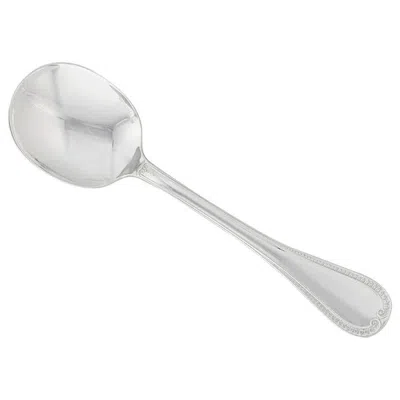 Christofle Sterling Silver Malmaison Cream Soup Spoon 1418-001 In Cream / Silver