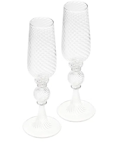 Christofle Tourbillon Champagne Flutes (set Of Two) In White