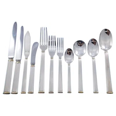 Pre-owned Christofle Triade Gold By  France Silverplated Flatware Set Service 132 Pc Dinner In Gray