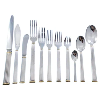 Pre-owned Christofle Triade Gold By  France Silverplated Flatware Set Service 140 Pc Dinner In Gray