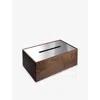 Christofle Uni Walnut-wood And Stainless-steel Tissue Box 13cm In Brown