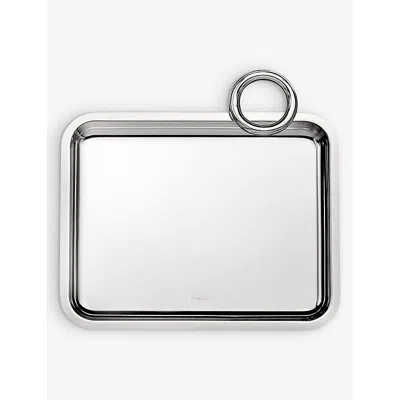 Christofle Vertigo Single-handle Silver-plated Tray 20cm X 16cm In White