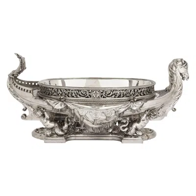 Pre-owned Christofle Very Large French Silvered Bronze Jardinière In The Manner Of  In Gold