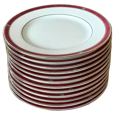 Pre-owned Christofle Vintage Boho  "oceana Red" Salad Plates - Set Of 12 In Gray
