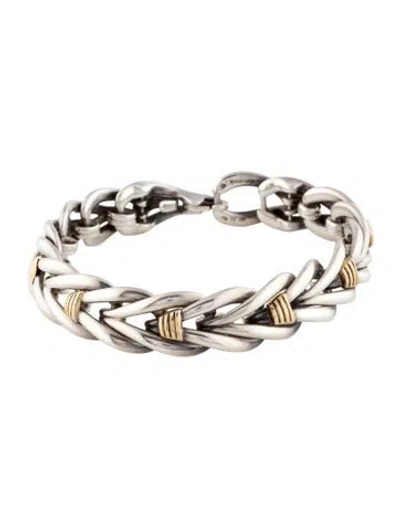 Pre-owned Christofle Vintage Chevron Chain Link Bracelet, 7" In Multicolor
