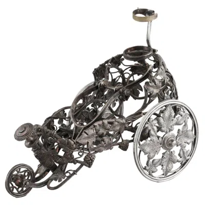 Pre-owned Christofle Wine Trolley With Grape Leaves, Silver Plated, Late 19th In Purple