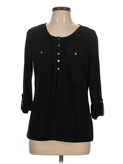 Pre-owned Christopher & Banks 3/4 Sleeve Blouse In Black