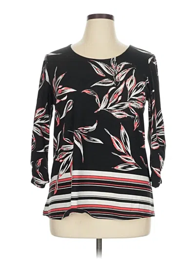 Pre-owned Christopher & Banks 3/4 Sleeve Blouse In Black