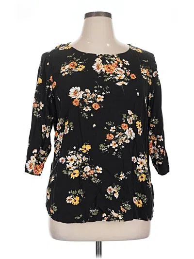 Pre-owned Christopher & Banks 3/4 Sleeve Blouse In Black