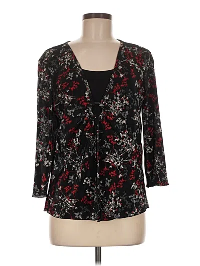Pre-owned Christopher & Banks 3/4 Sleeve Blouse In Black