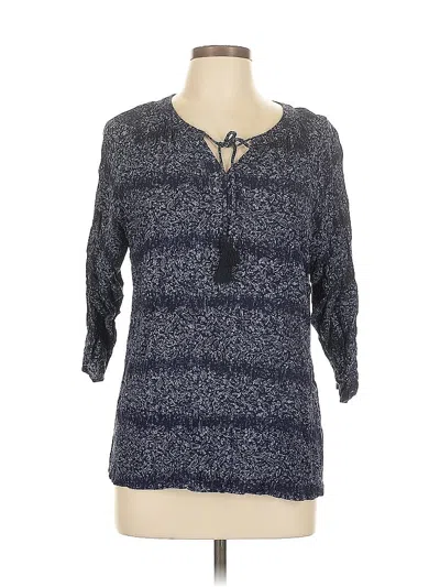 Pre-owned Christopher & Banks 3/4 Sleeve Blouse In Blue