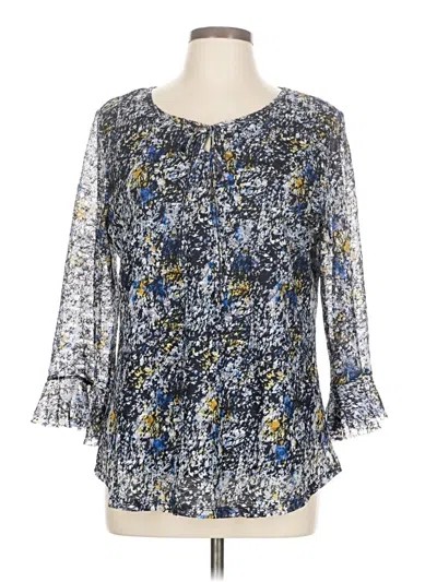 Pre-owned Christopher & Banks 3/4 Sleeve Blouse In Blue