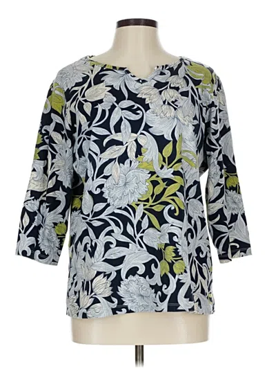Pre-owned Christopher & Banks 3/4 Sleeve Blouse In Blue