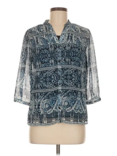 Pre-owned Christopher & Banks 3/4 Sleeve Blouse In Blue