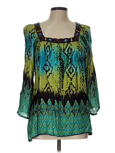 Pre-owned Christopher & Banks 3/4 Sleeve Blouse In Blue