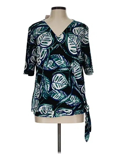 Pre-owned Christopher & Banks 3/4 Sleeve Blouse In Blue