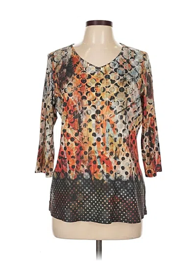 Pre-owned Christopher & Banks 3/4 Sleeve Blouse In Brown