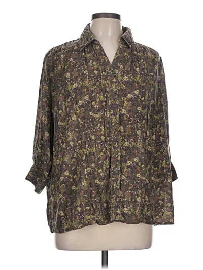 Pre-owned Christopher & Banks 3/4 Sleeve Blouse In Brown