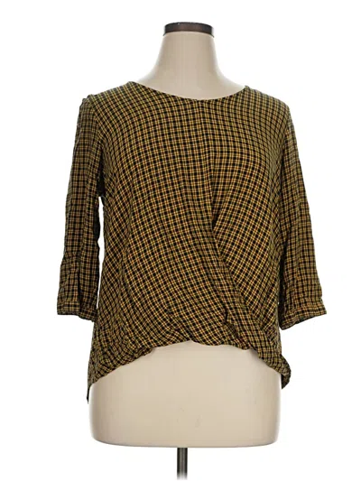 Pre-owned Christopher & Banks 3/4 Sleeve Blouse In Brown