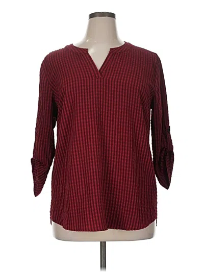 Pre-owned Christopher & Banks 3/4 Sleeve Blouse In Burgundy