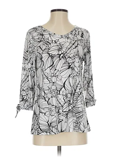 Christopher & Banks 3/4 Sleeve Blouse In Gray
