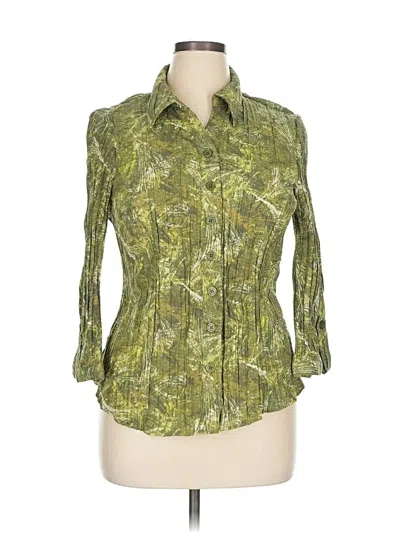 Pre-owned Christopher & Banks 3/4 Sleeve Blouse In Green