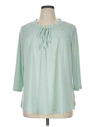 Pre-owned Christopher & Banks 3/4 Sleeve Blouse In Green