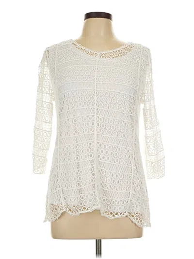 Pre-owned Christopher & Banks 3/4 Sleeve Blouse In Ivory