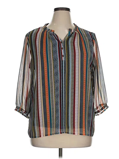 Pre-owned Christopher & Banks 3/4 Sleeve Blouse In Ivory