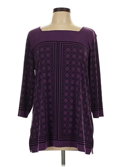 Pre-owned Christopher & Banks 3/4 Sleeve Blouse In Purple