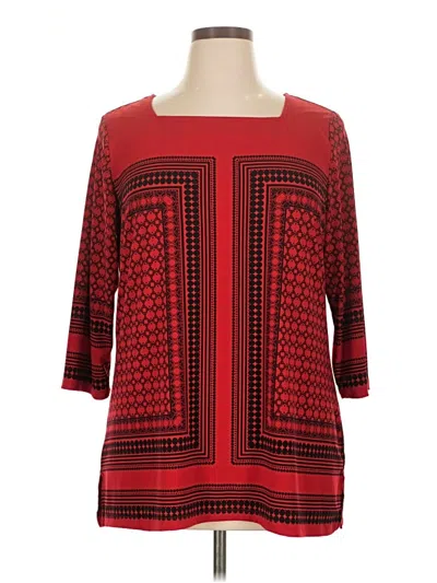 Pre-owned Christopher & Banks 3/4 Sleeve Blouse In Red