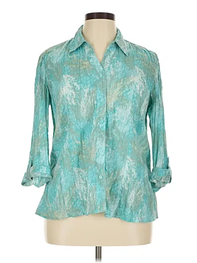 Pre-owned Christopher & Banks 3/4 Sleeve Blouse In Teal