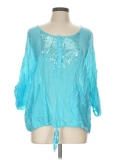 Pre-owned Christopher & Banks 3/4 Sleeve Blouse In Teal