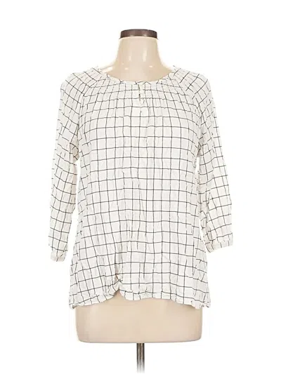 Pre-owned Christopher & Banks 3/4 Sleeve Blouse In White